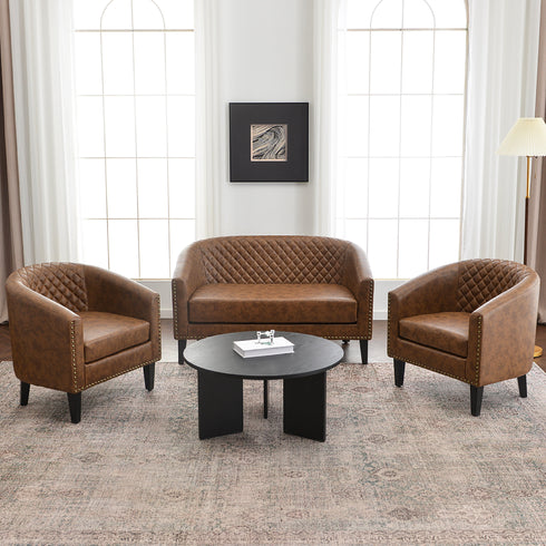 Logan Faux Leather Tufted Loveseat | Fabric Loveseat Couch | Kinwell Furniture | Modern Loveseats & Comfortable Loveseat Sofa Couches